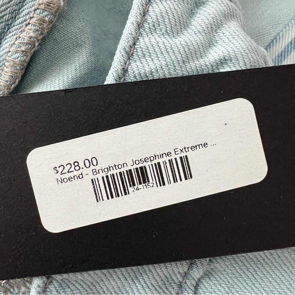 NOEND Denim Jeans Light Wash Hi Rise Wide Leg Pintuck Stripe Panels NWT 30 - Picture 13 of 14
